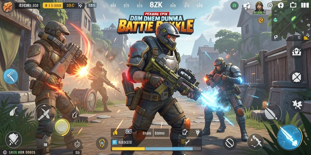 Tangkapan layar utama gameplay 8ZK dalam aksi Battle Royale.