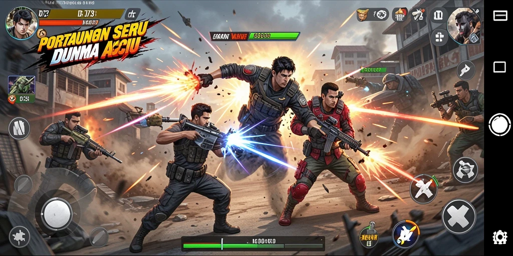 Tampilan gameplay D73 yang penuh aksi dan intens.