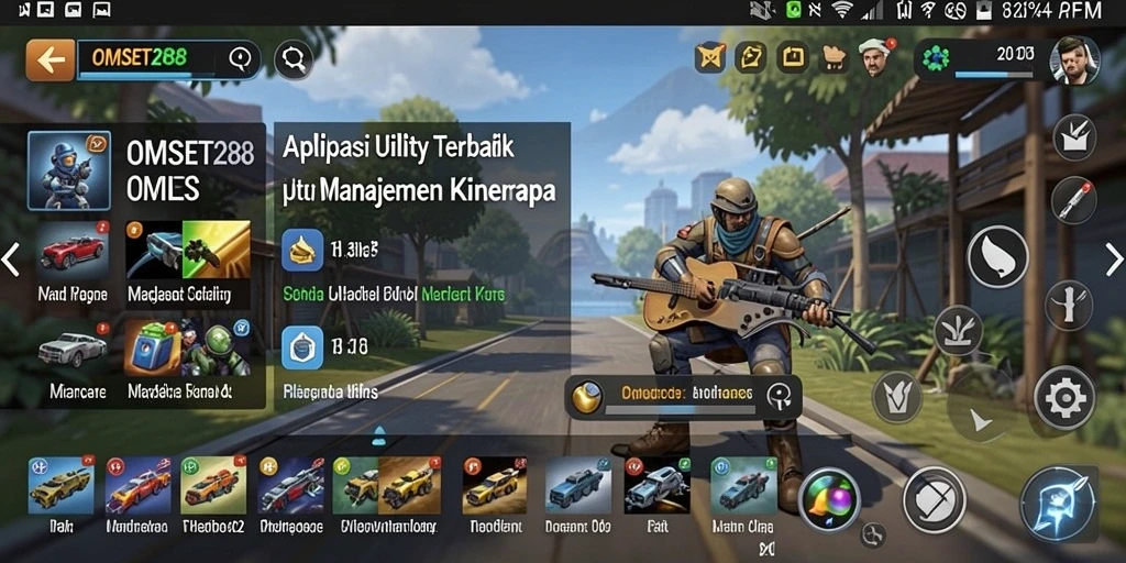 Screenshot utama OMSET288 menampilkan fitur manajemen waktu dan produktivitas.