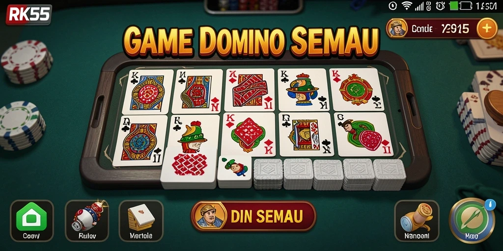 Screenshot gameplay RK55 menunjukkan aksi seru dalam permainan Domino.